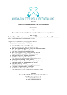 №54/2021 Norwegian Journal of Development of the International