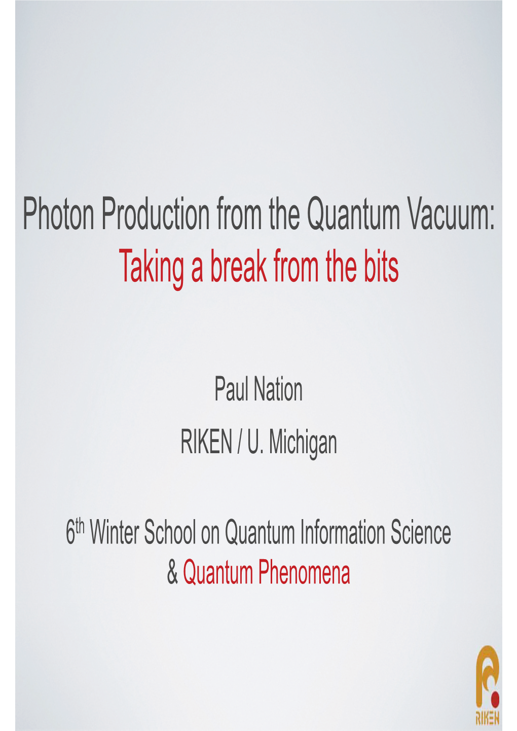 Photon Production from the Quantum Vacuum: Taking a Break from the Bits