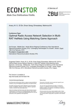 Optimal Radio Access Network Selection in Multi-RAT