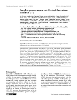 Rhodospirillum Rubrum Type Strain (S1T)