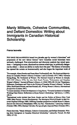 Writing About Immigrants in Canadian Historical Scholarship