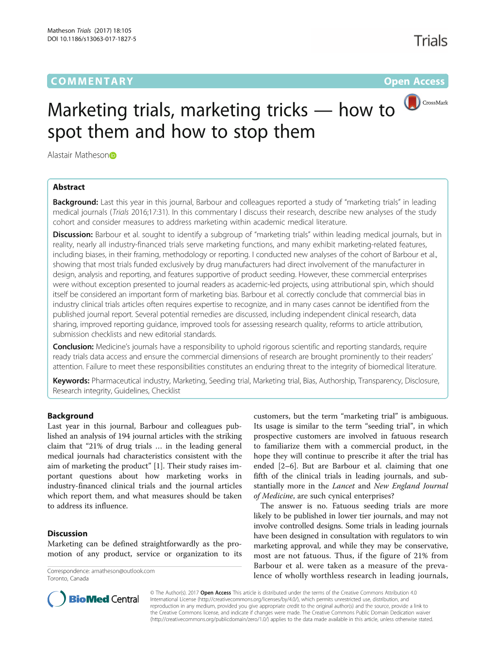 Marketing Trials, Marketing Tricks — How to Spot Them and How to Stop Them Alastair Matheson