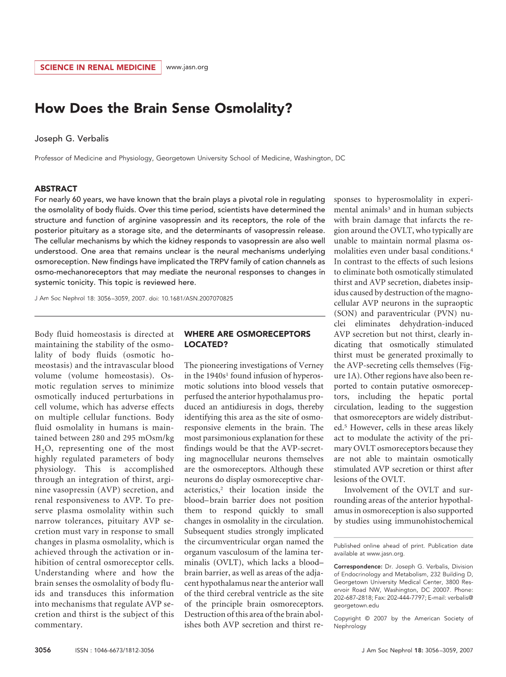 How Does the Brain Sense Osmolality?