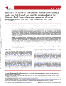 Preference for Nearshore and Estuarine Habitats in Anadromous