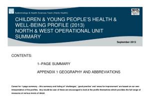 Children & Young People's Health & Well-Being Profile