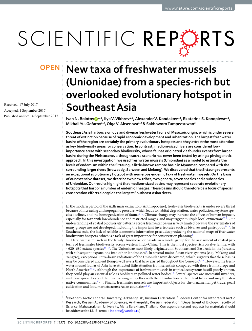 New Taxa of Freshwater Mussels