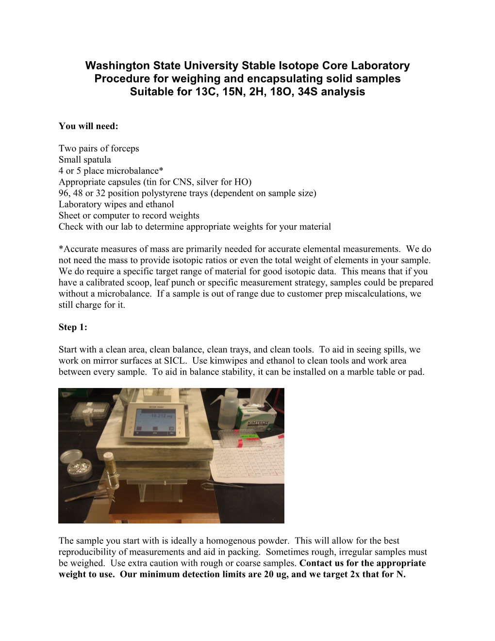 Washington State University Stable Isotope Core Laboratory