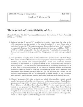 Handout 2: October 25 Three Proofs of Undecidability Of