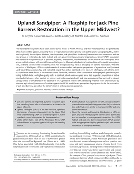 Upland Sandpiper: a Flagship for Jack Pine Barrens Restoration in the Upper Midwest? R