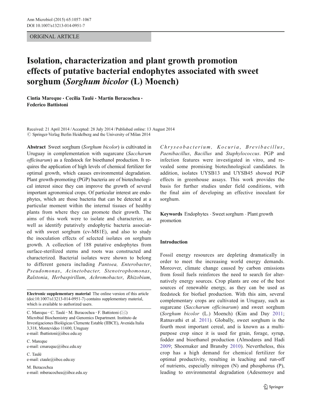 Isolation, Characterization And Plant Growth Promotion Effects Of ...