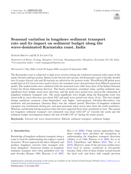 Seasonal Variation in Longshore Sediment Transport Rate and Its Impact on Sediment Budget Along the Wave-Dominated Karnataka Coast, India