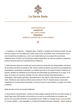 Carta Encíclica " Laudato Si' "