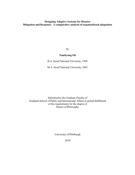 Designing Adaptive Systems for Disaster Mitigation and Response: a Comparative Analysis of Organizational Adaptation