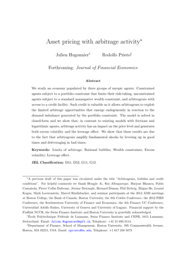 Asset Pricing with Arbitrage Activity∗