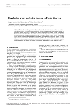 Developing Green Marketing Tourism in Perak, Malaysia