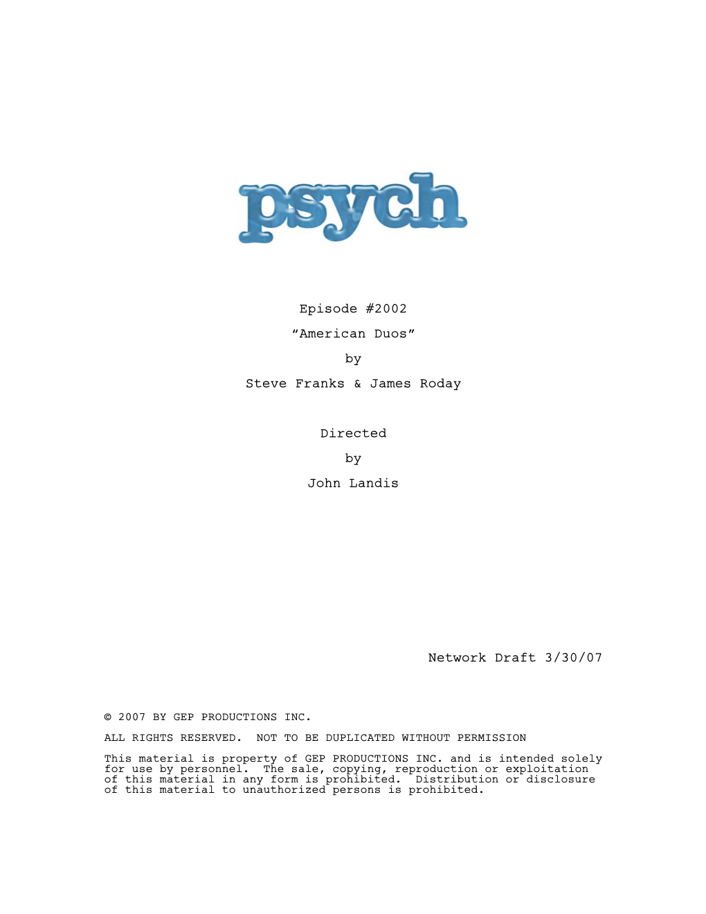 PSYCH - Episode #2002 - 