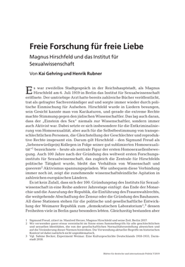 Kai Gehring Und Henrik Rubner: Freie Forschung Für Freie Liebe. Magnus