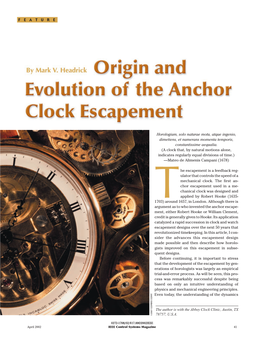 Origin and Evolution of the Anchor Clock Escapement
