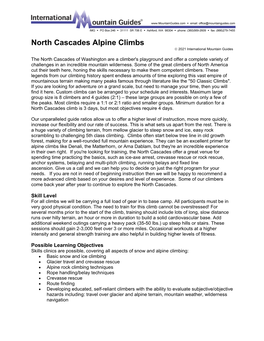 North Cascades Alpine Climbs  2021 International Mountain Guides