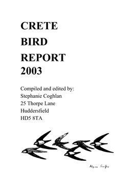 Crete Bird Report 2003