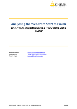 Analyzing the Web from Start to Finish Knowledge Extraction from a Web Forum Using KNIME