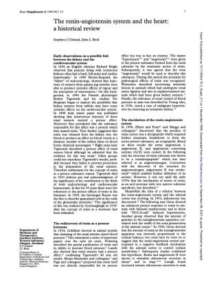 The Renin-Angiotensin System and the Heart: a Historical Review Heart: First Published As 10.1136/Hrt.76.3 Suppl 3.7 on 1 November 1996