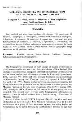 Molluscs, Crustacea and Echinoderms from Kawhia, West Coast, North Island
