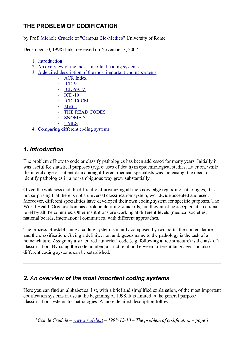 THE PROBLEM of CODIFICATION by Prof