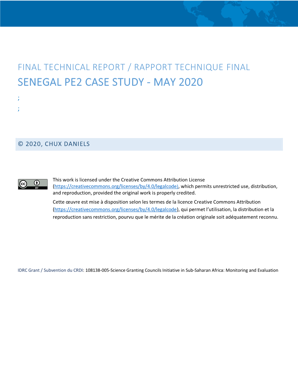 Senegal Pe2 Case Study - May 2020 ; ;