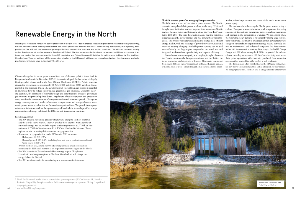 Renewable Energy in the North Ket in 2010-2013