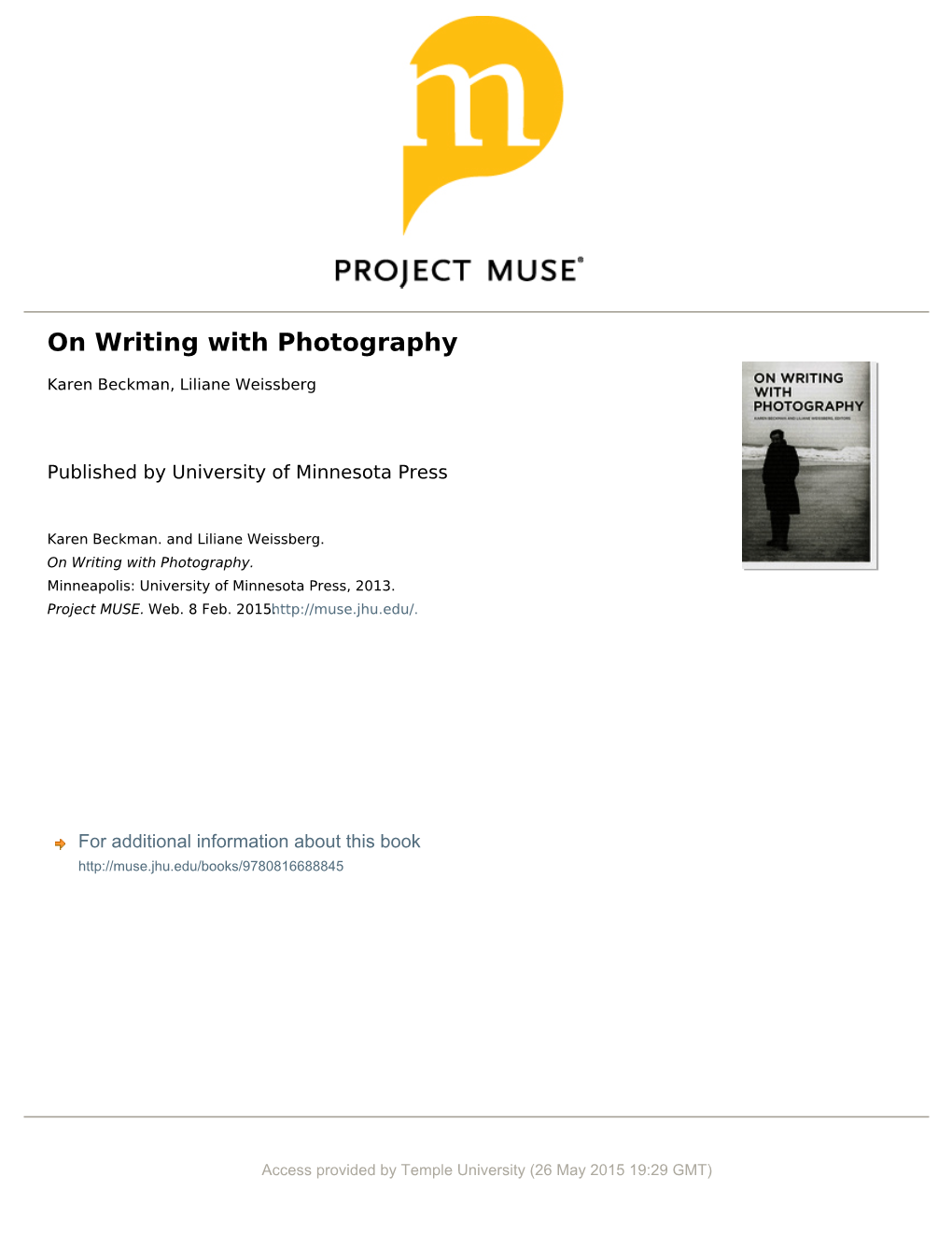 On Writing with Photography