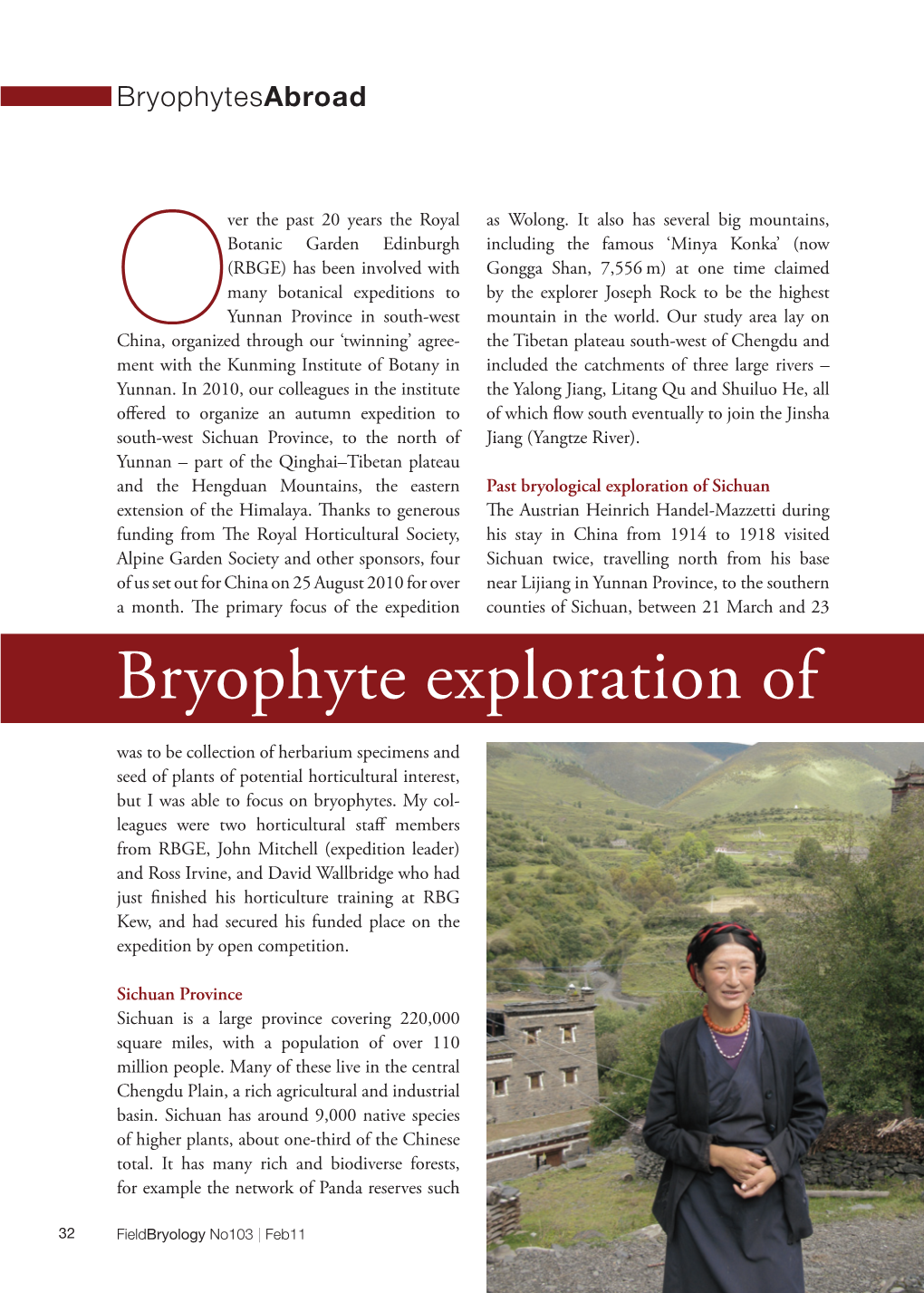 Bryophyte Exploration of South-West Sichuan, China