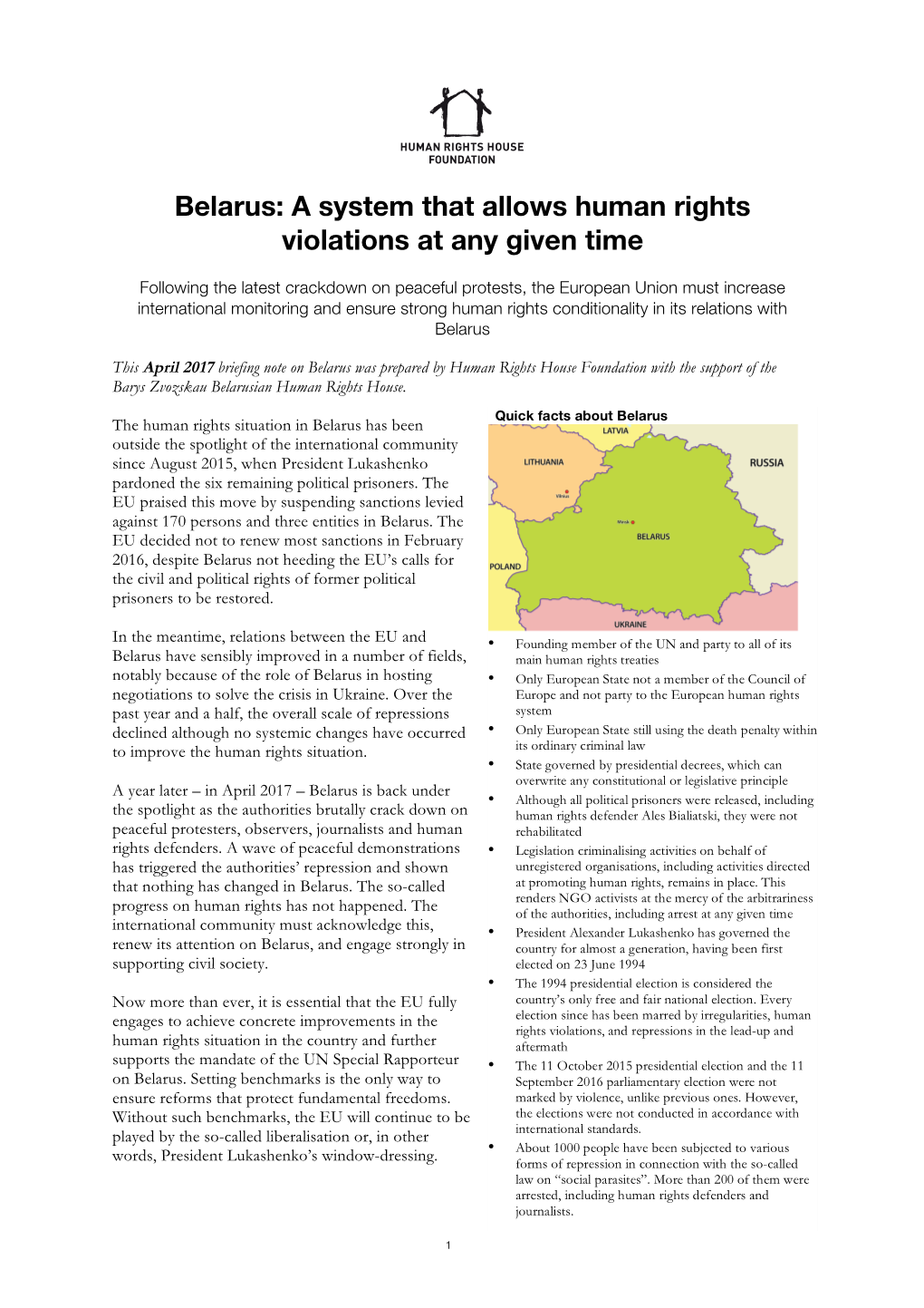 Belarus: a System That Allows Human Rights Violations at Any Given Time