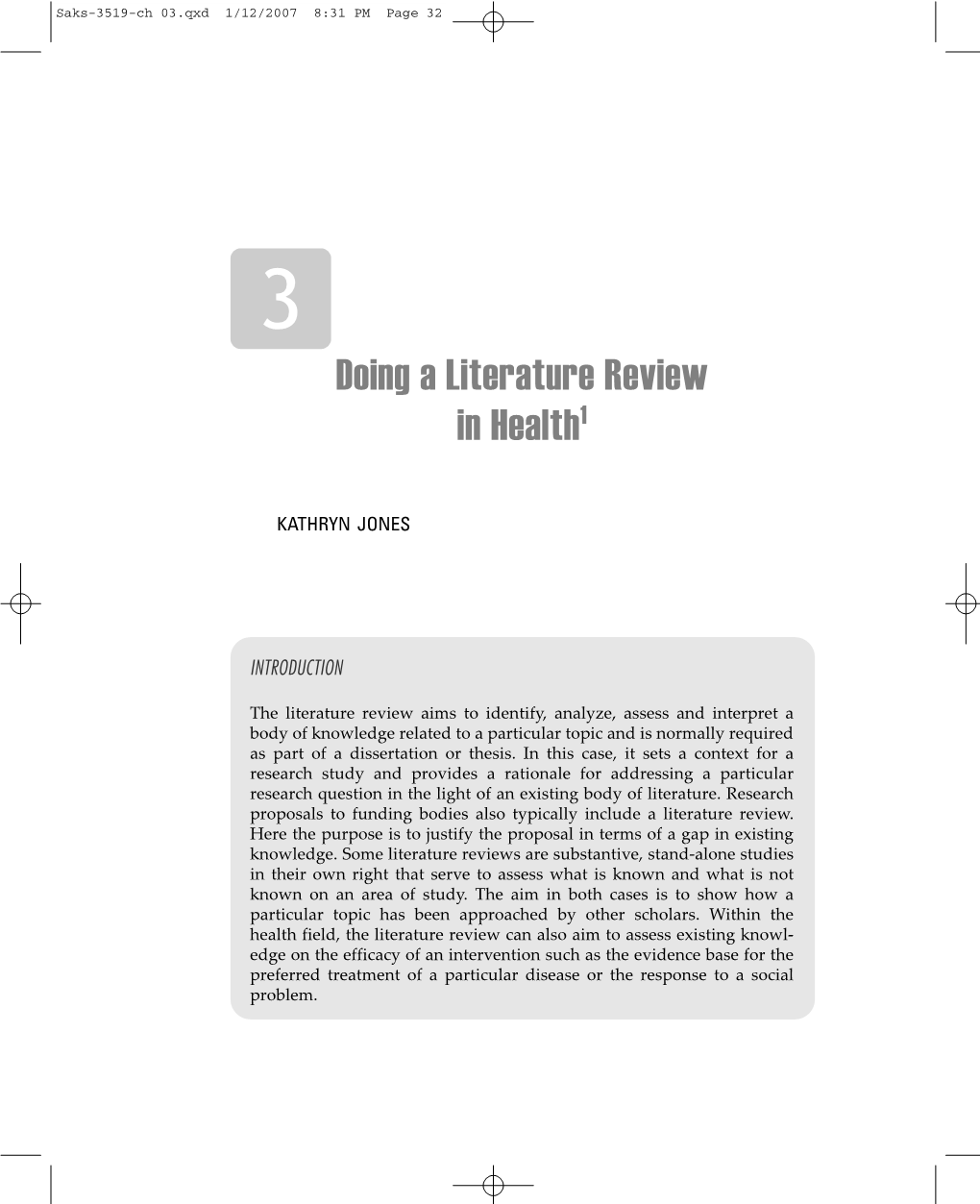 Doing a Literature Review in Health1