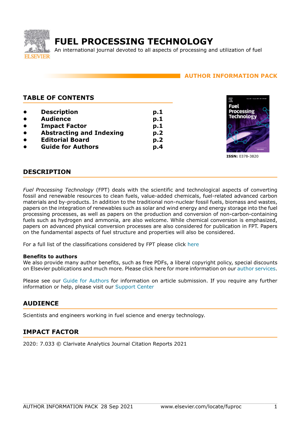 FUEL PROCESSING TECHNOLOGY an International Journal Devoted to All Aspects of Processing and Utilization of Fuel