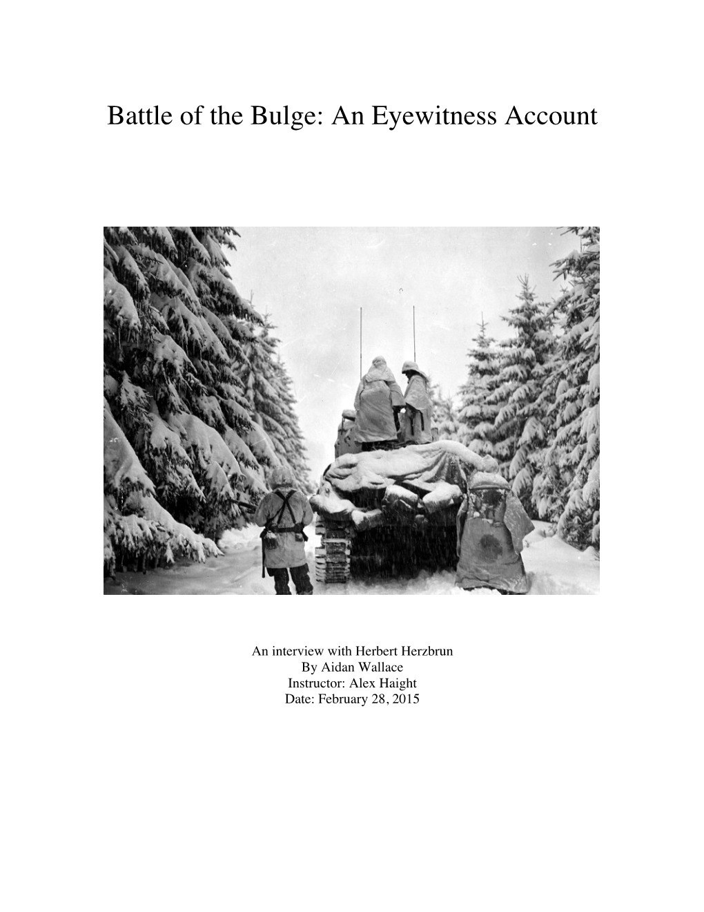 Battle of the Bulge: an Eyewitness Account