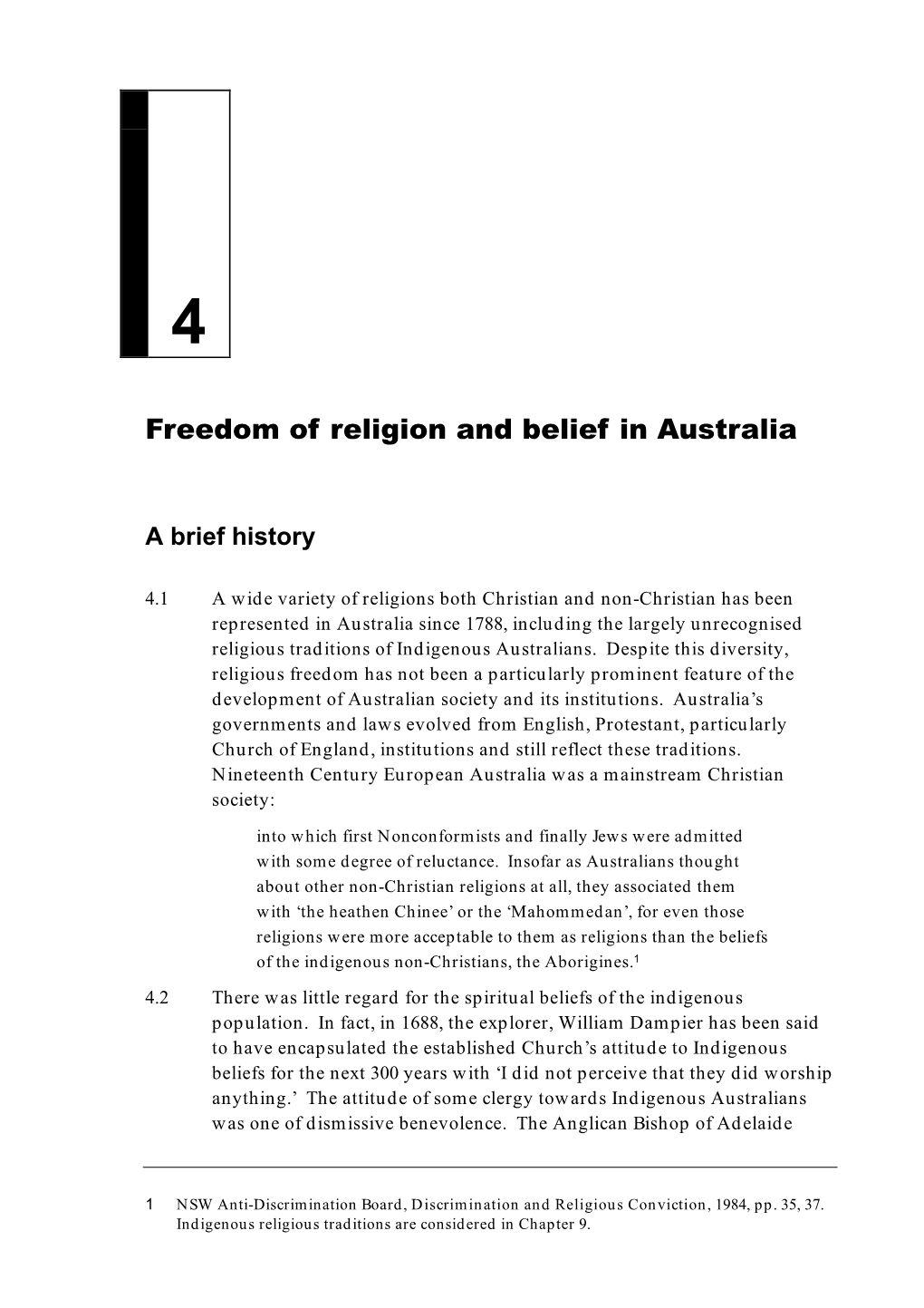Chapter 4: Freedom of Religion and Belief in Australia