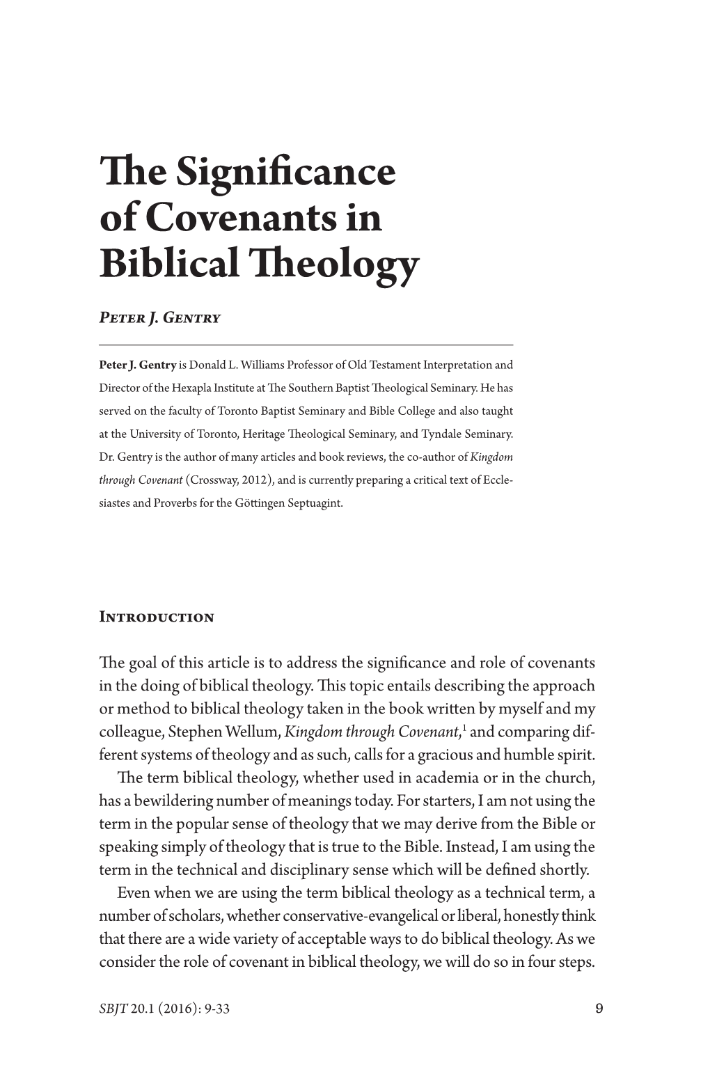 The Significance of Covenants in Biblical Theology