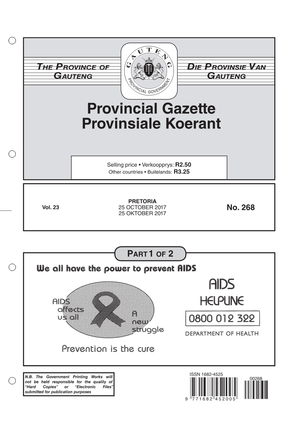 Provincial Gazette Provinsiale Koerant