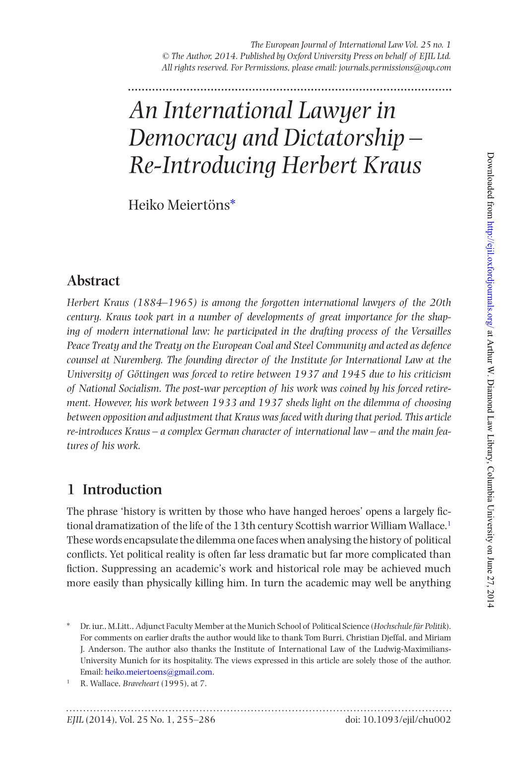 An International Lawyer in Democracy and Dictatorship – Downloaded from Re-Introducing Herbert Kraus