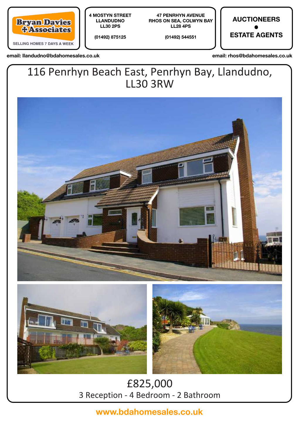 116 Penrhyn Beach East, Penrhyn Bay, Llandudno, LL30 3RW £825,000