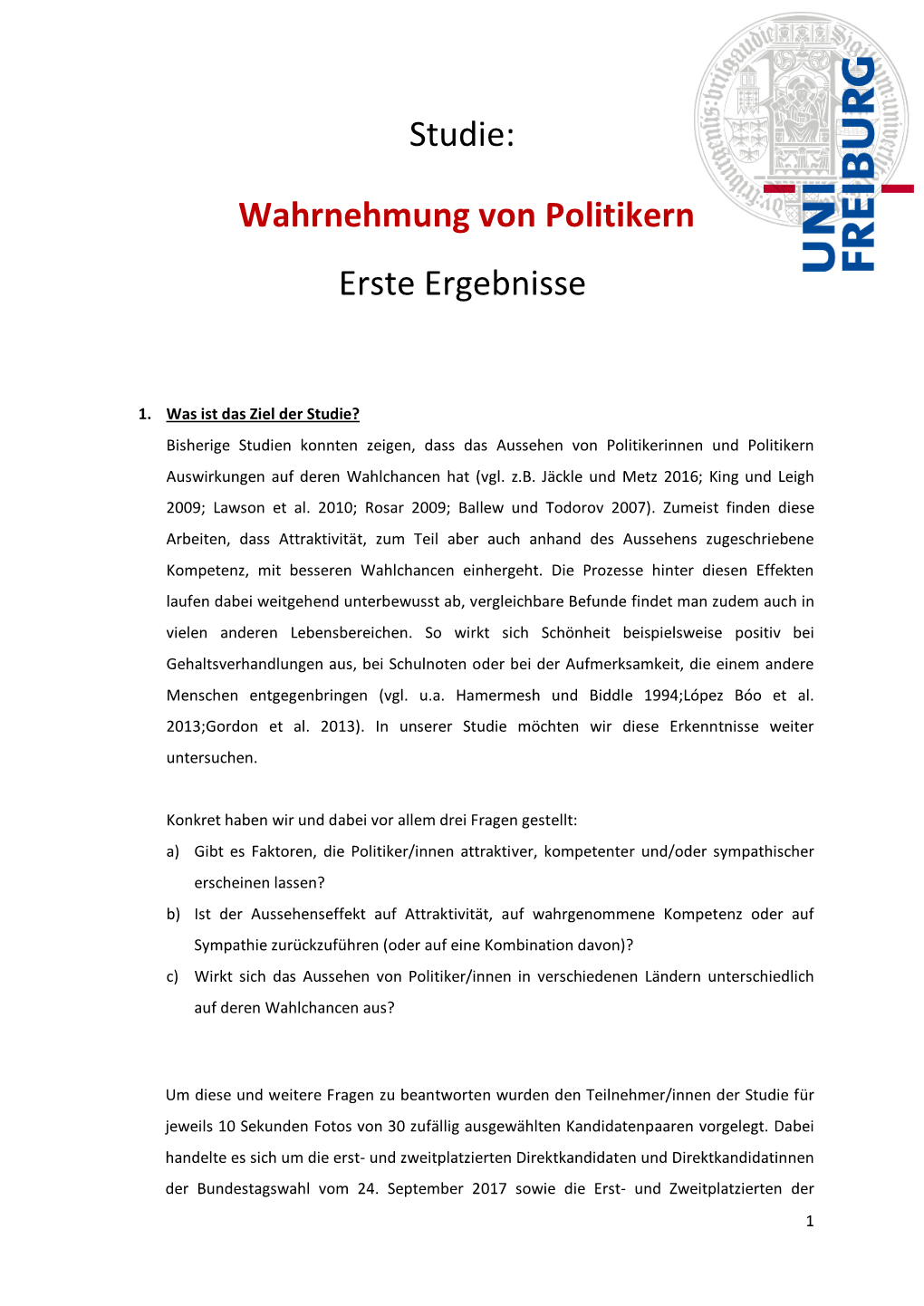 Studie: Wahrnehmung Von Politikern Erste Ergebnisse