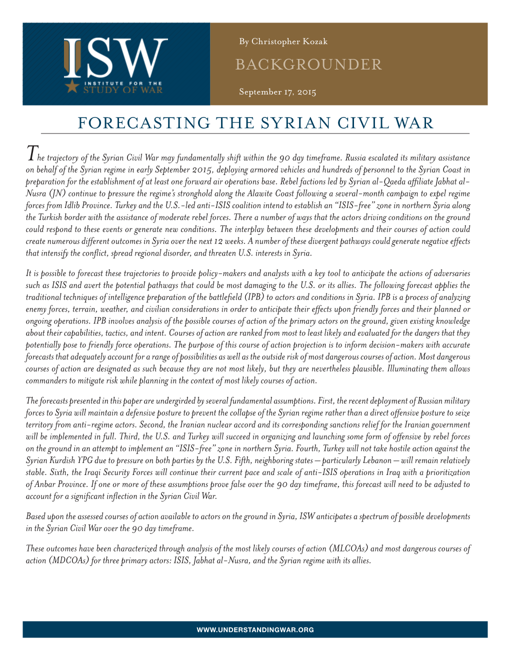 Forecasting the Syrian Civil War