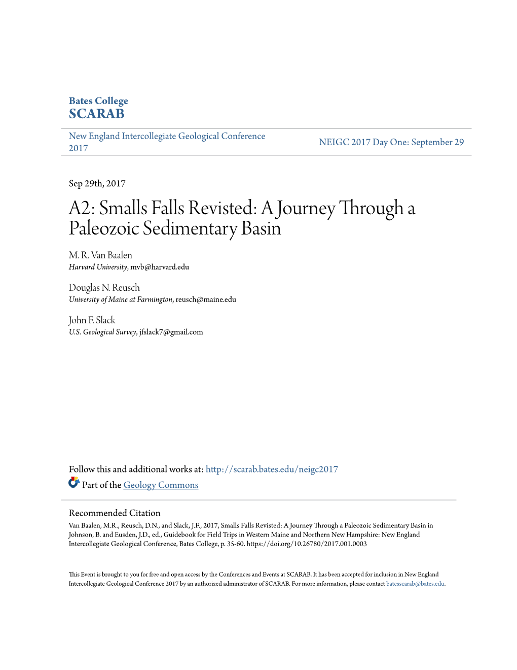 A2: Smalls Falls Revisted: a Journey Through a Paleozoic Sedimentary Basin M