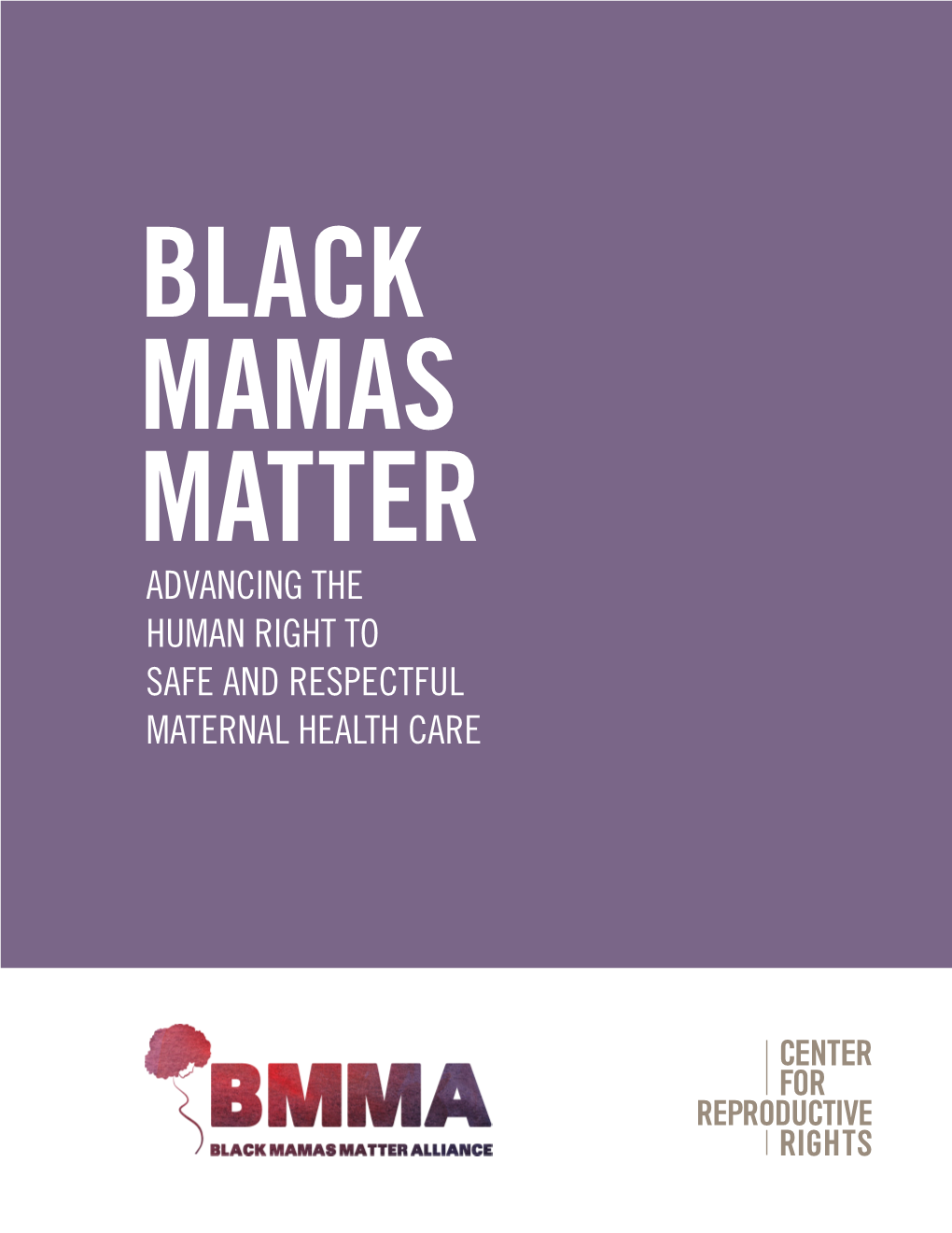 ADVANCING the HUMAN RIGHT to SAFE and RESPECTFUL MATERNAL HEALTH CARE the Black Mamas Matter Alliance (BMMA) Is a Black Women-Led Cross-Sectoral Alliance