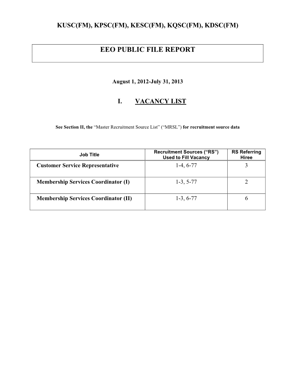 Eeo Public File Report