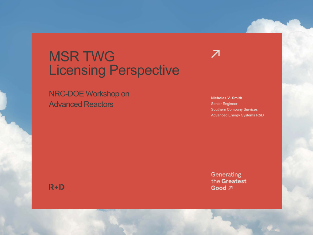 Smith, Southern, MSR TWG Perspective, NRC-DOE ARW, 170426