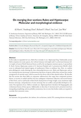 On Merging Acer Sections Rubra and Hyptiocarpa: Molecular and Morphological Evidence