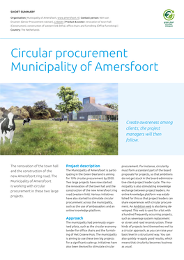 Circular Procurement Municipality of Amersfoort