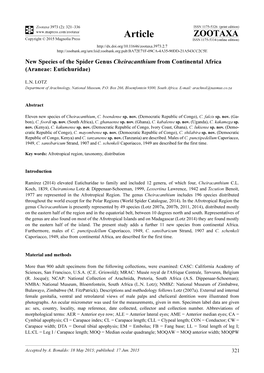 New Species of the Spider Genus Cheiracanthium from Continental Africa (Araneae: Eutichuridae)